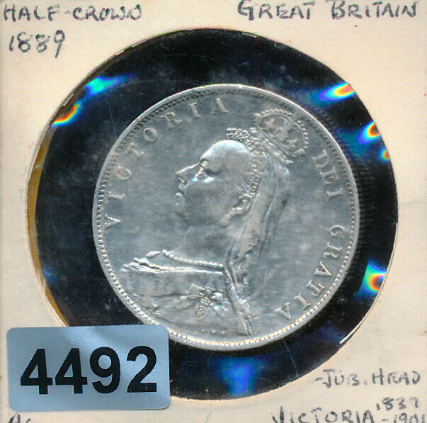 Great Britain -  Silver - 1/2 Crown - 1889 Below Bid - #4492