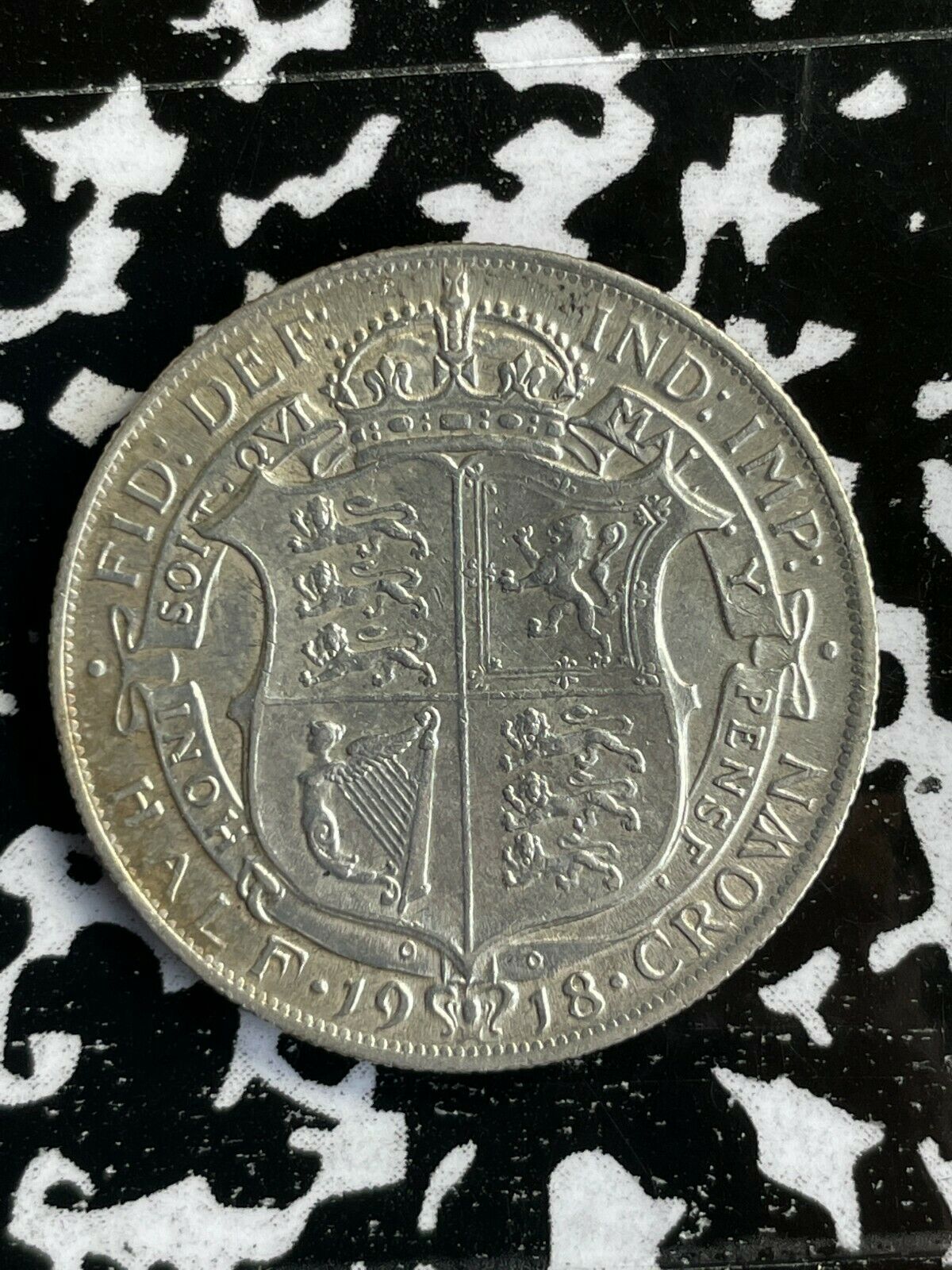 1918 Great Britain 1/2 Crown Lot#x4459 Silver!