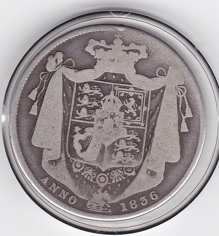 Anno  1836   King   William  Iiii  Half  Crown  (2/6d) -  Silver  92.5%  Coin